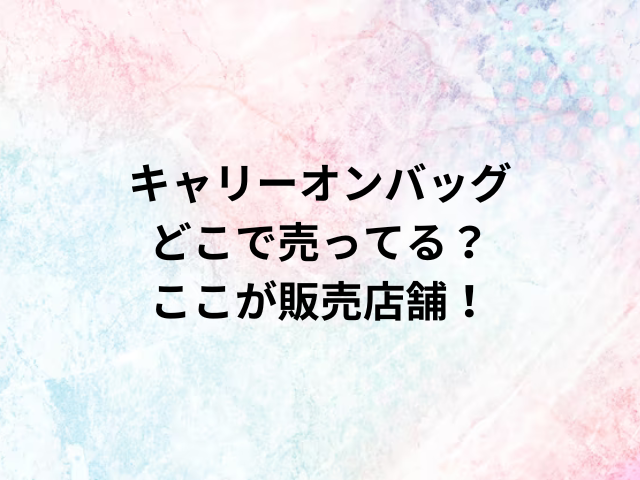 キャリーオンバッグどこで売ってる？ここが販売店舗！