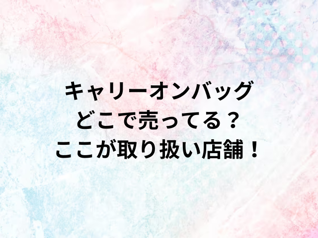 キャリーオンバッグどこで売ってる？ここが取り扱い店舗！