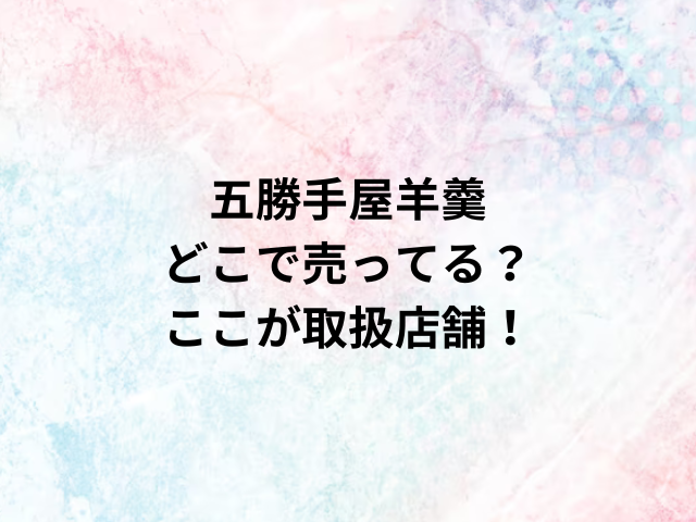 五勝手屋羊羹どこで売ってる？ここが取扱店舗！