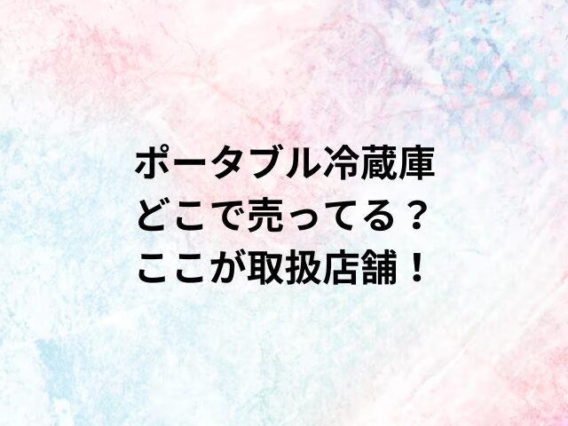 ポータブル冷蔵庫どこで売ってる？ここが取扱店舗！