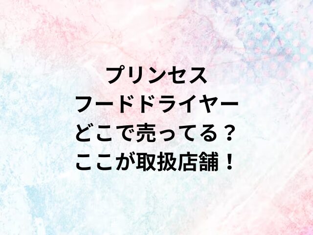 プリンセスフードドライヤーどこで売ってる？ここが取扱店舗！