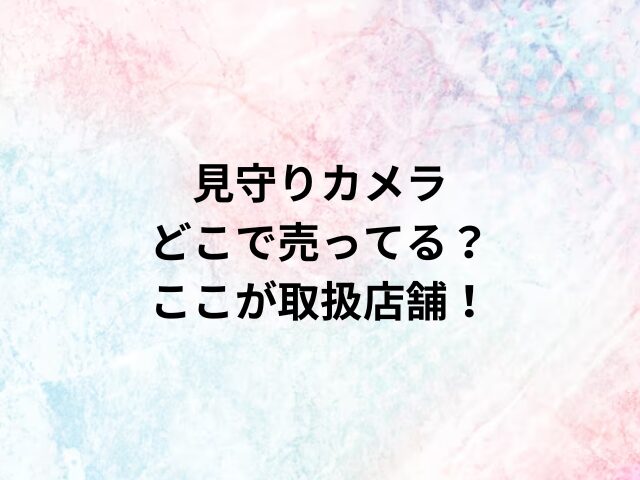 見守りカメラどこで売ってる？ここが取扱店舗！