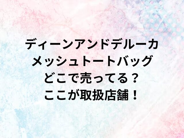 ディーンアンドデルーカ メッシュトートバッグどこで売ってる？ここが取扱店舗！