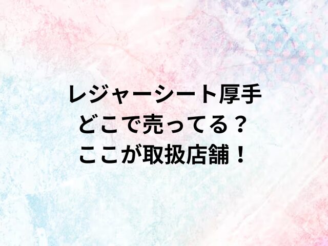 レジャーシート 厚手どこで売ってる？ここが取扱店舗！