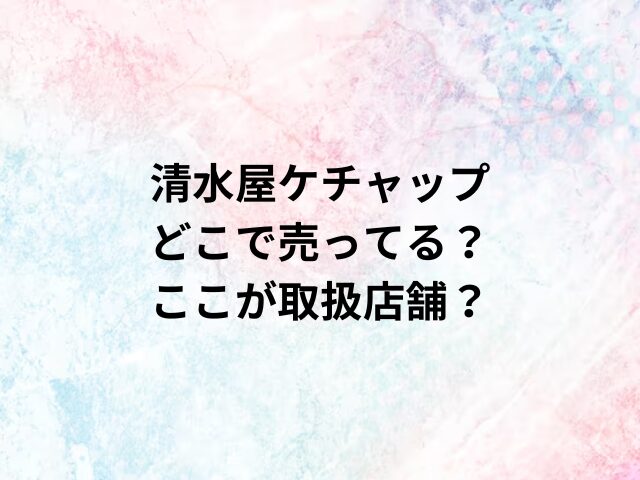 清水屋ケチャップどこで売ってる？ここが取扱店舗？